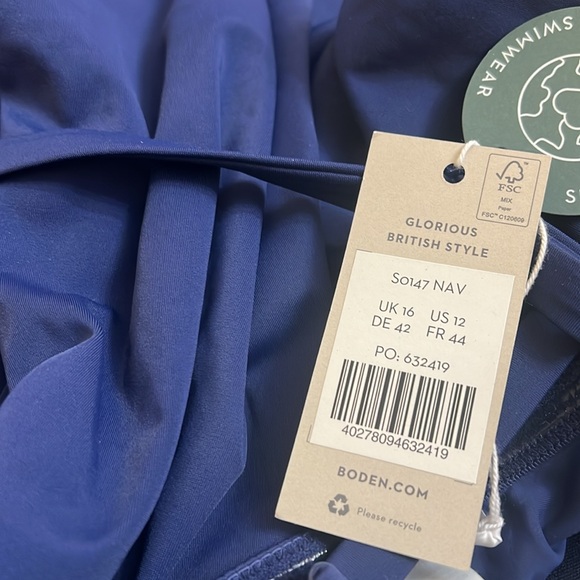 NWT Boden swim 🏊‍♀️ Blue Tankini Top . V neck . Corsica . Sz.12. C23 - Picture 2 of 10